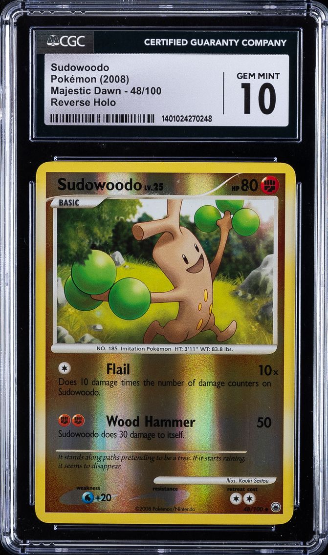 2008 #48 Sudowoodo CGC 10 Gem Mint Pokemon | Majestic Dawn, Reverse Holo
