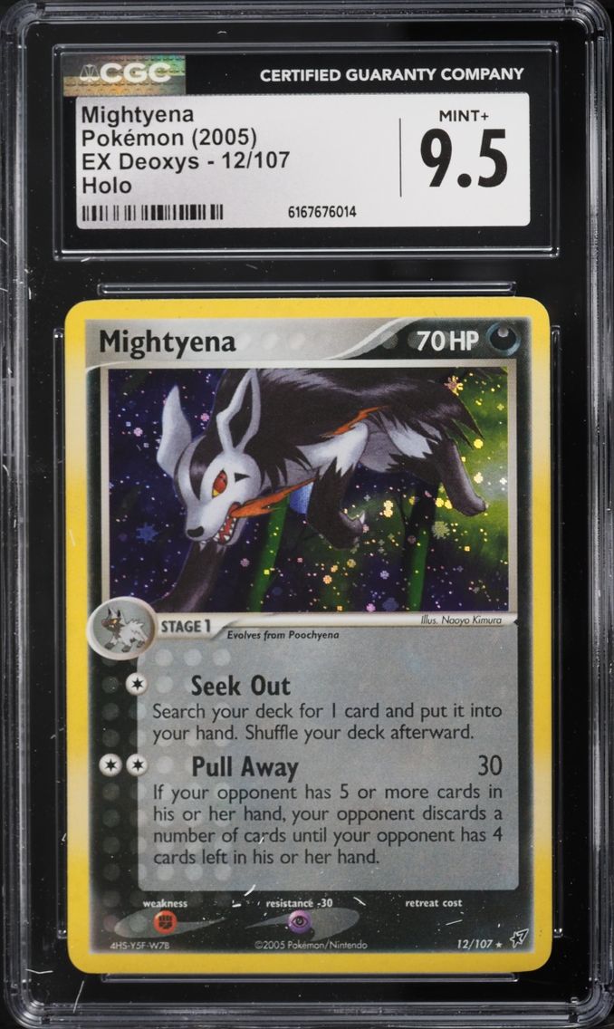 2005 Pokemon EX Deoxys Holo Mightyena #12 CGC 9.5 MINT+