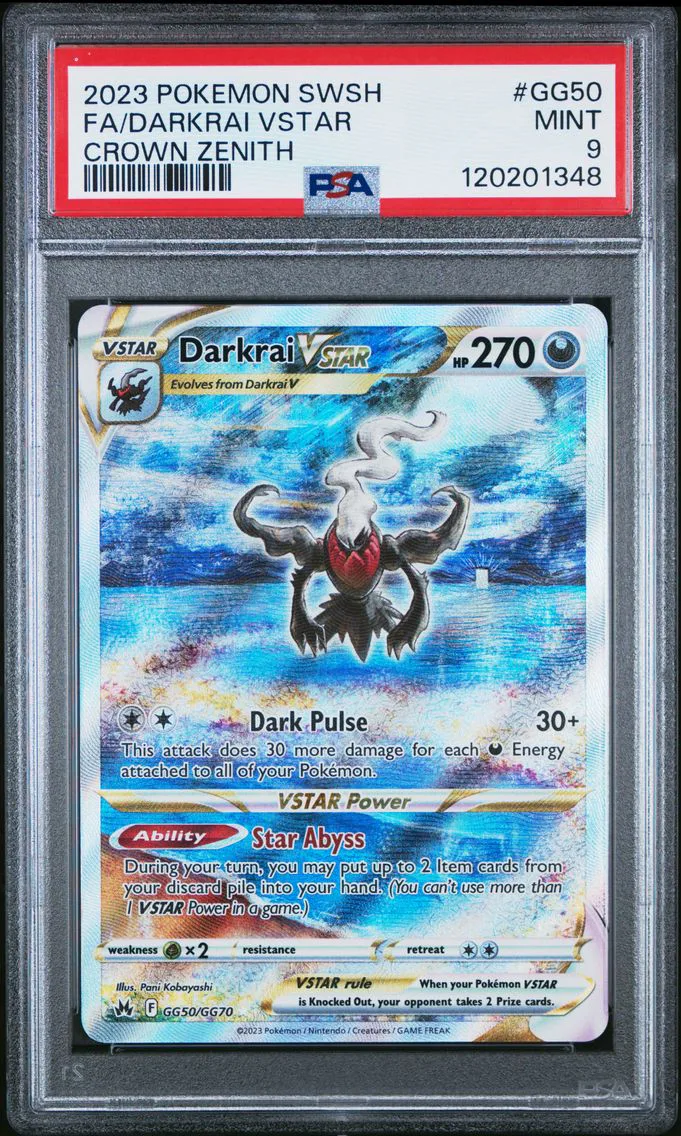 2023 #GG50 Full Art/Darkrai Vstar PSA 9 Sword and Shield Crown Zenith Pokemon