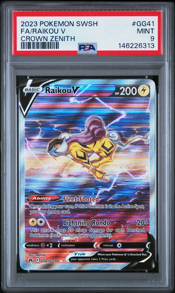 2023 #GG41 Full Art/Raikou V PSA 9 Sword and Shield Crown Zenith Pokemon