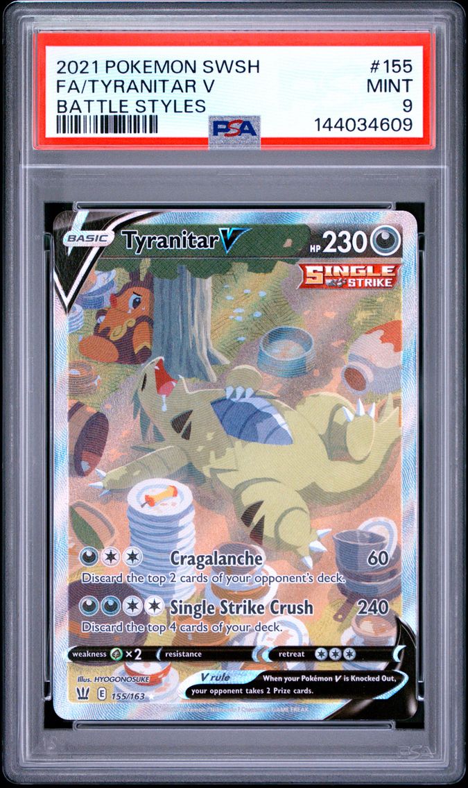 2021 #155 Full Art/Tyranitar V PSA 9 Sword & Shield Battle Styles