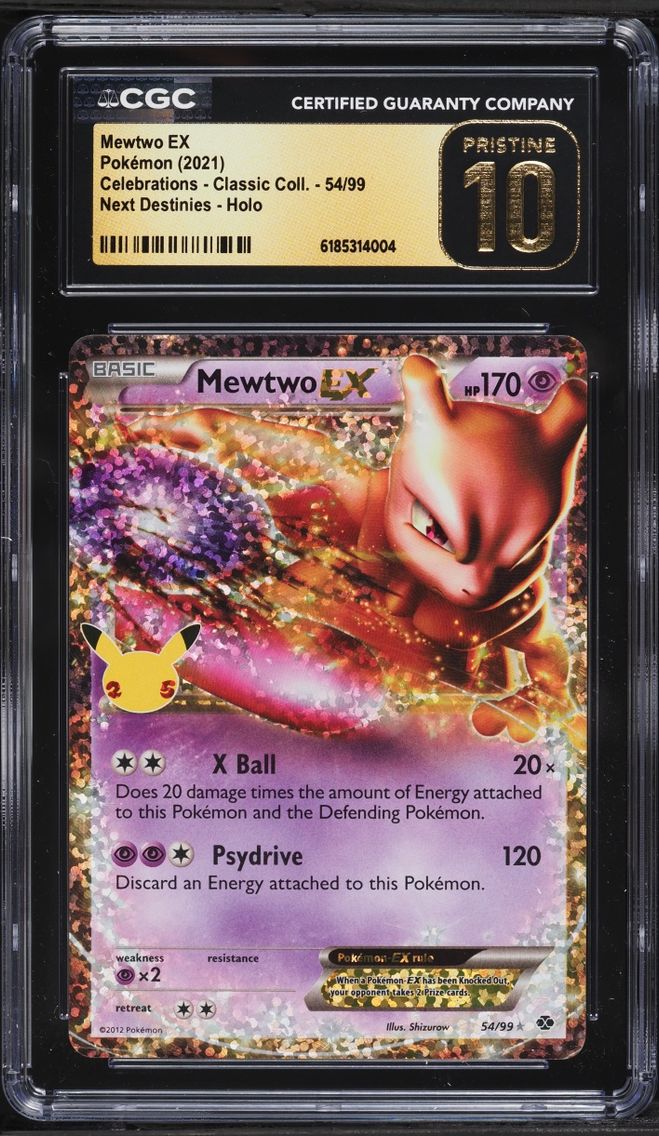 2021 #54 Mewtwo EX CGC 10 Pokemon Sword & Shield Celebrations Classic Collection Holo