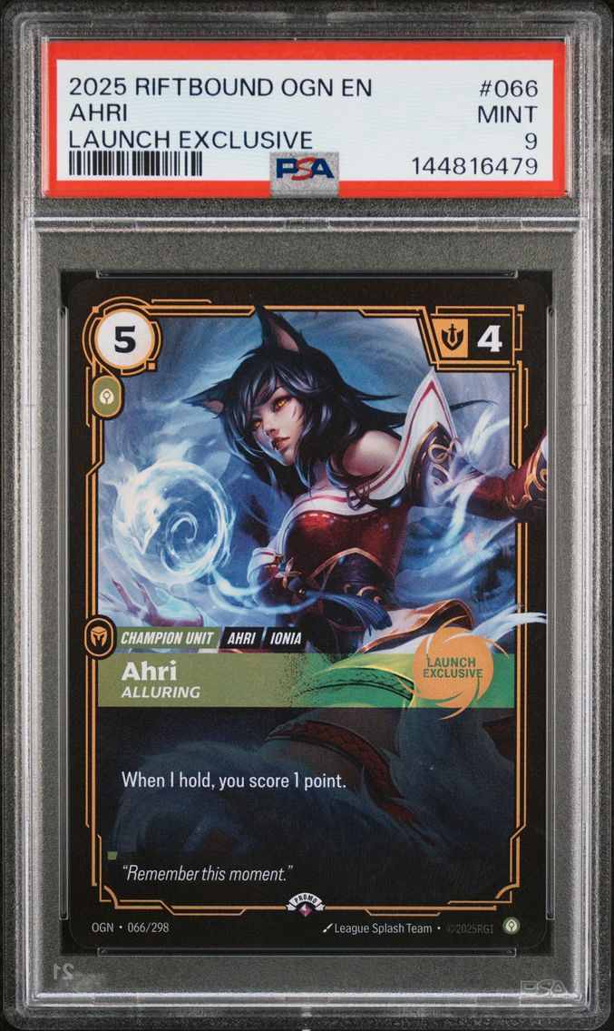 2025 #066 Ahri - Alluring PSA 9 Riftbound: League of Legends Ogn-Origins