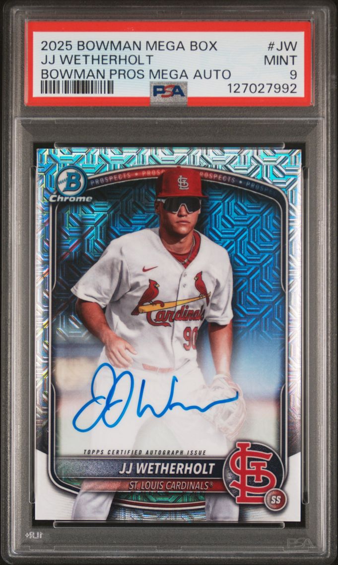 2025 #JW JJ Wetherholt PSA 9 Bowman Mega Box Bowman Prospect Mega Autographs