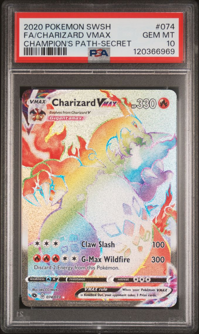 2020 #074 Full Art/Charizard Vmax PSA 10 Sword & Shield Champion's Path Pokemon