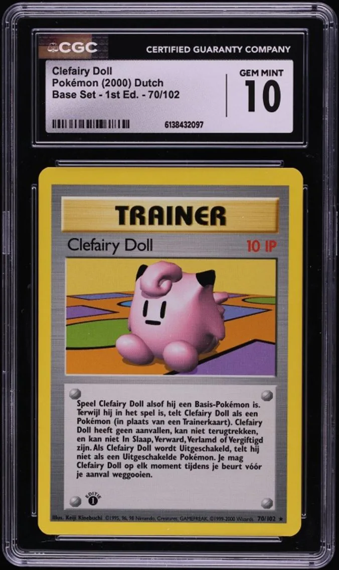 2000 Pokemon Dutch Base Set 1st Edition Clefairy Doll #70 CGC 10 GEM MINT