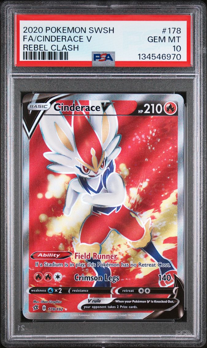 2020 #178 Full Art/Cinderace V PSA 10 Sword & Shield Rebel Clash Pokemon
