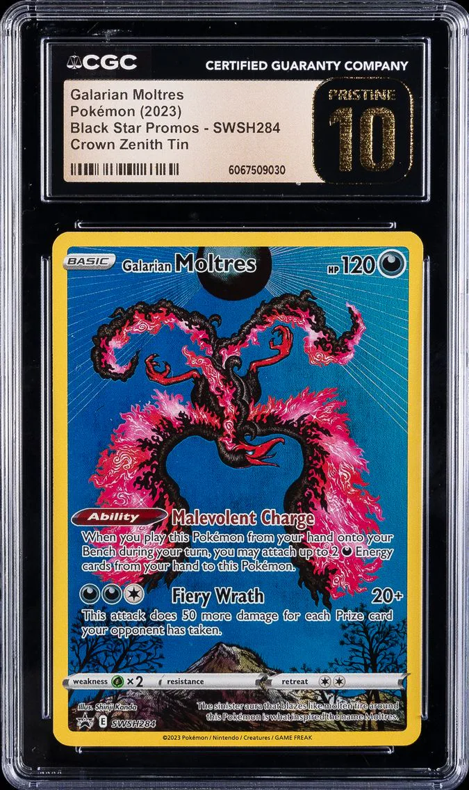 2023 #284 Galarian Moltres CGC 10 Pristine Swsh Black Star Promo Pokemon