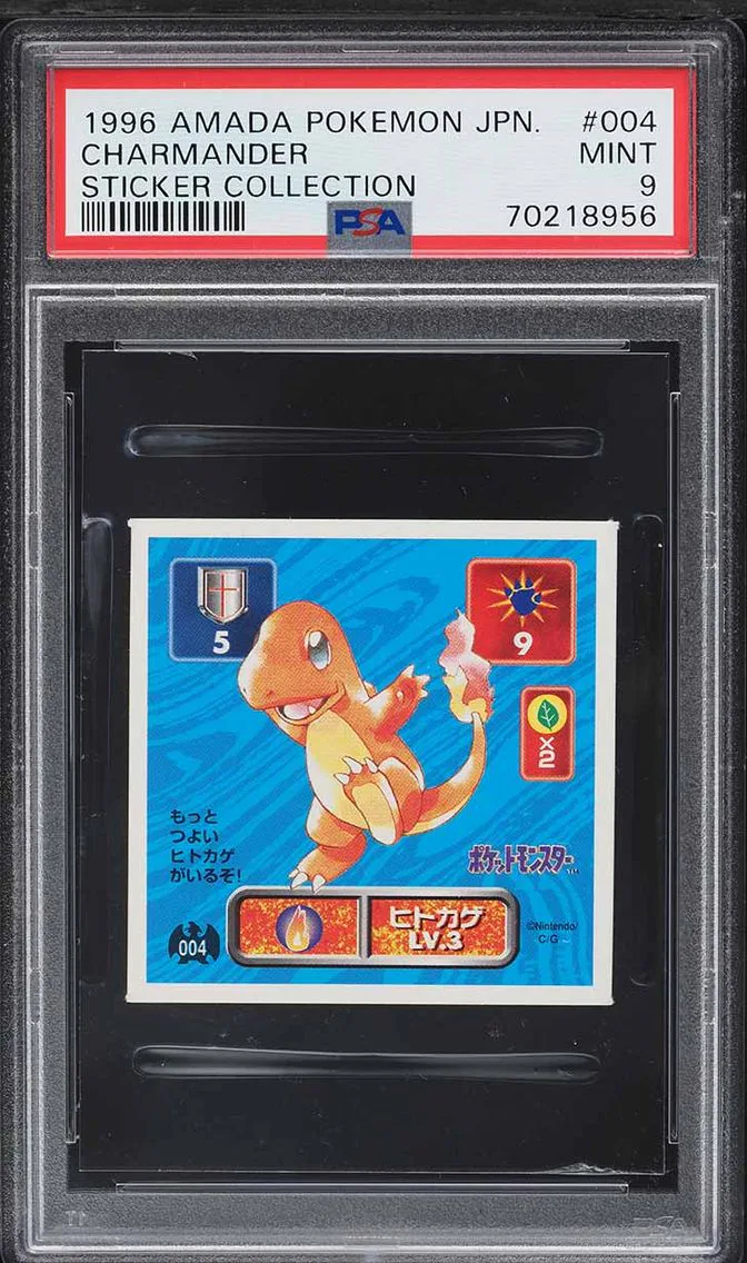 1996 Pokemon Japanese Amada Sticker Collection Charmander #4 PSA 9 MINT