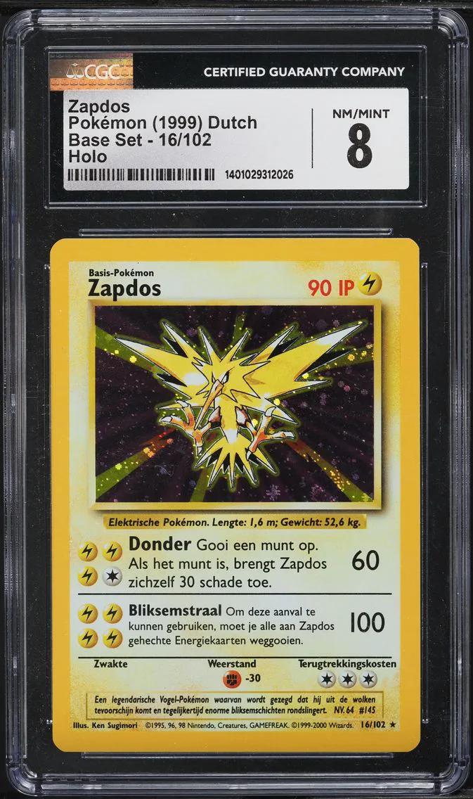 2000 #16 Zapdos CGC 8 Base Set - Unlimited - Dutch Pokemon