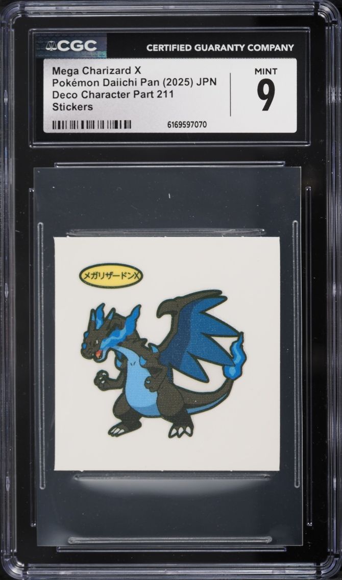 2025 Pokemon Japanese Daiichi Pan Deco Character Part 211 Stickers Mega Charizard X CGC 9 MINT