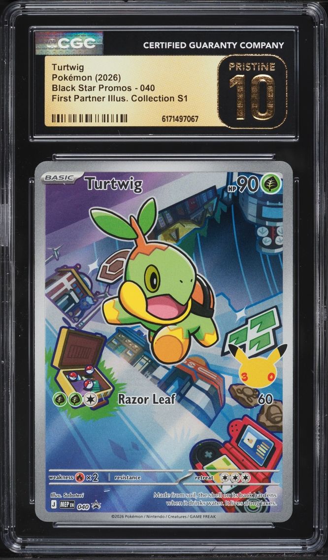 2026 Pokemon Mega Promo First Partner Illustration Full Art Turtwig #40 CGC 10 PRISTINE