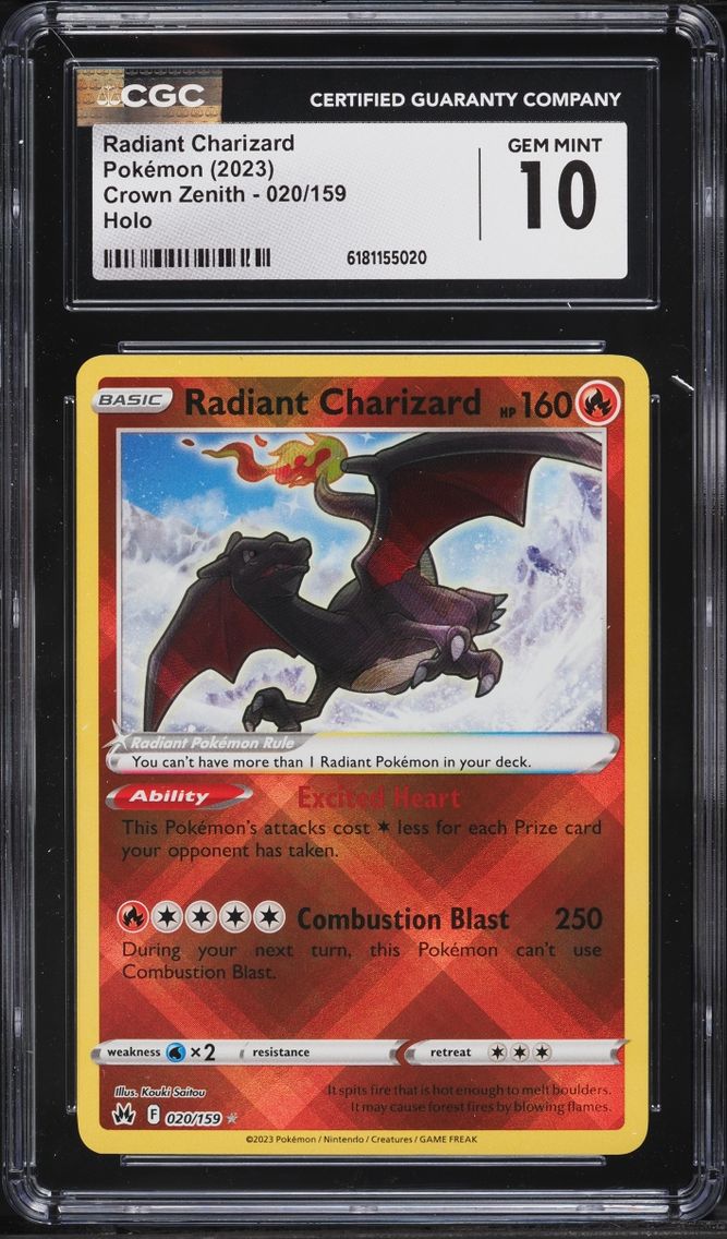 2023 Pokemon Sword & Shield Crown Zenith Holo Radiant Charizard #20 CGC 10 GEM MINT