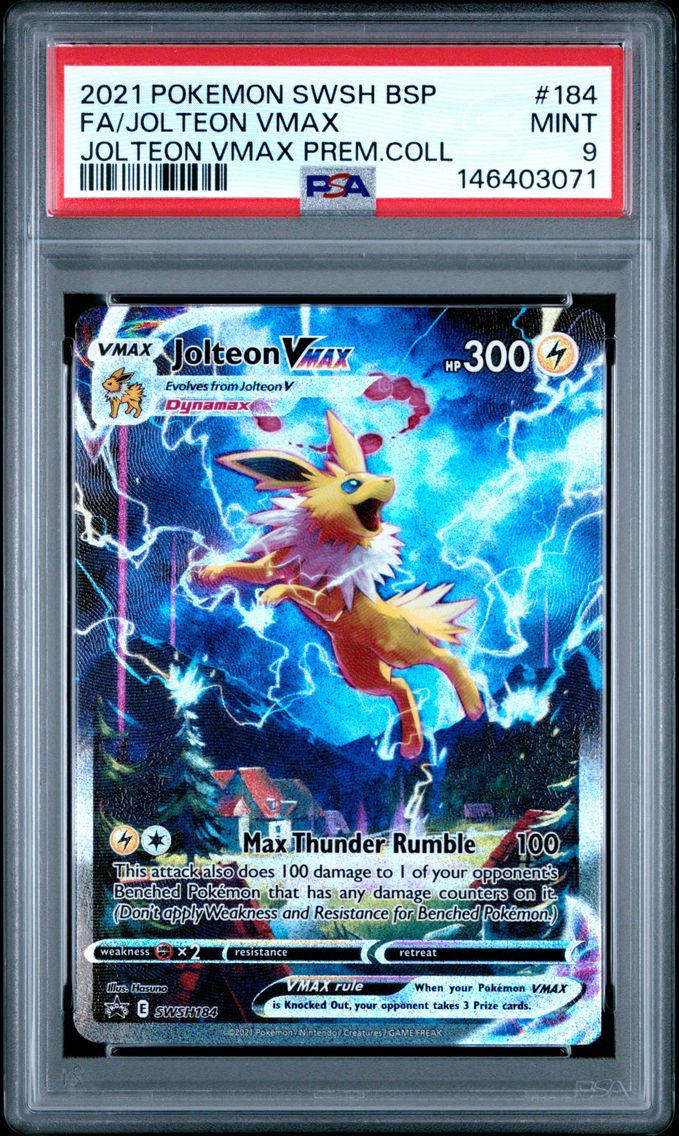 2021 #184 Full Art/Jolteon Vmax PSA 9 Swsh Black Star Promo Pokemon