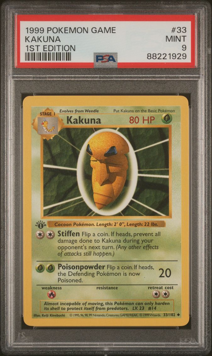 1999 #33 Kakuna 1st Edition PSA 9 Game