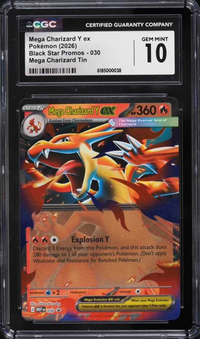 2026 #30 Mega Charizard Y EX CGC 10 Pokemon Mega Evolution Black Star Promo Tin