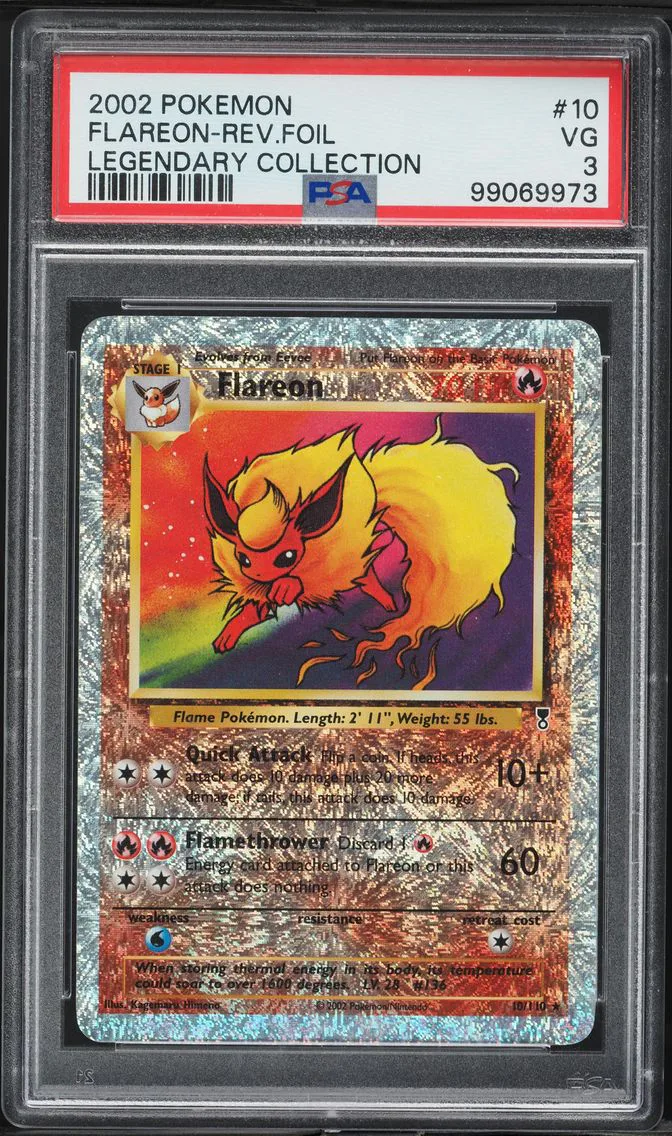 2002 #10 Flareon-Reverse Foil PSA 3 Legendary Collection Pokemon