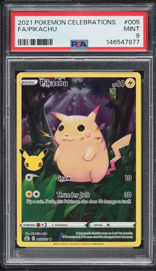 2021 Pokemon Sword & Shield Celebrations Full Art Pikachu #5 PSA 9 MINT