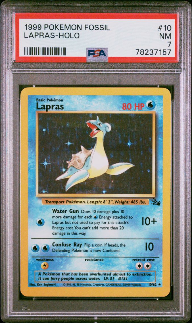 1999 #10 Lapras-Holo PSA 7 Fossil