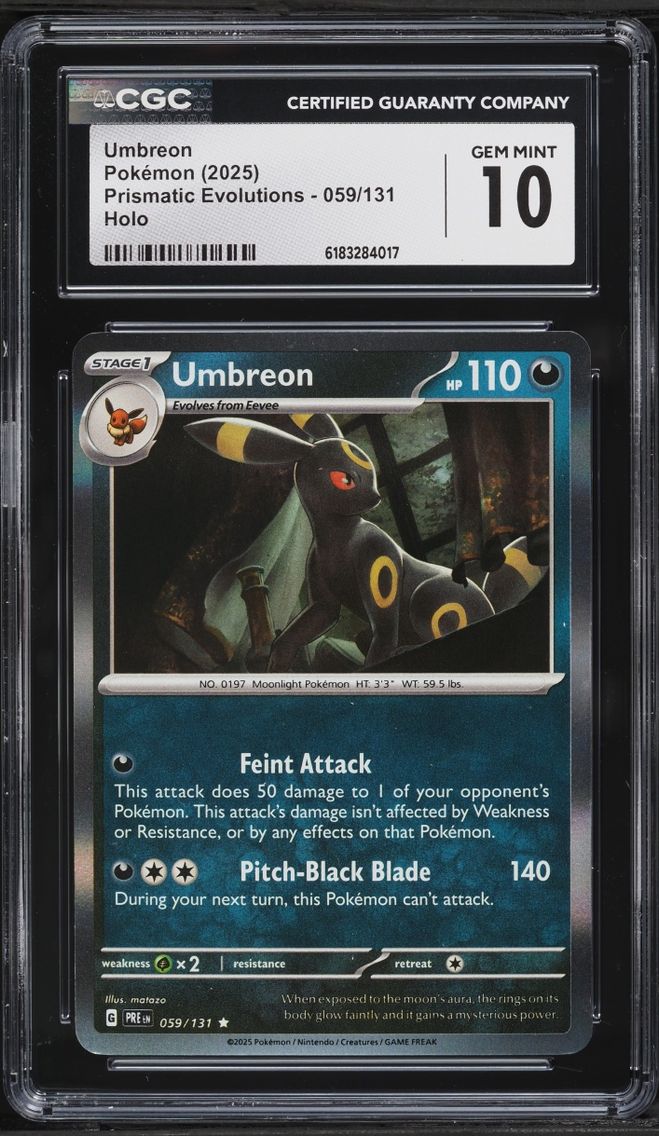 2025 #59 Umbreon CGC 10 Pokemon Scarlet & Violet Prismatic Evolutions Holo