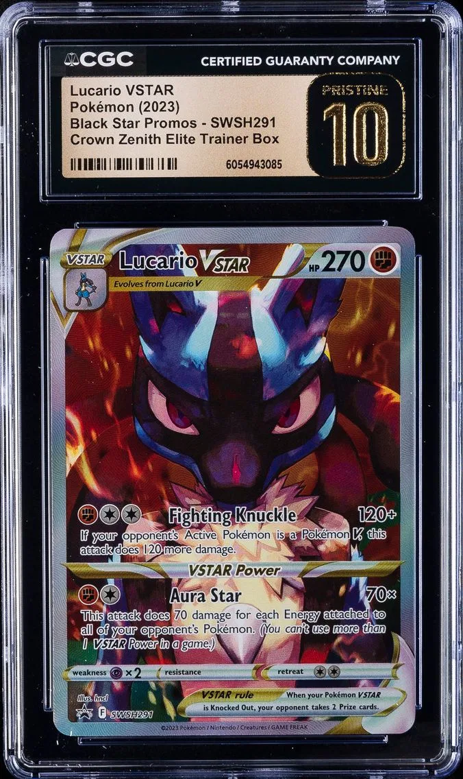 2023 #291 Full Art/Lucario Vstar CGC 10 Pristine Swsh Black Star Promo Pokemon