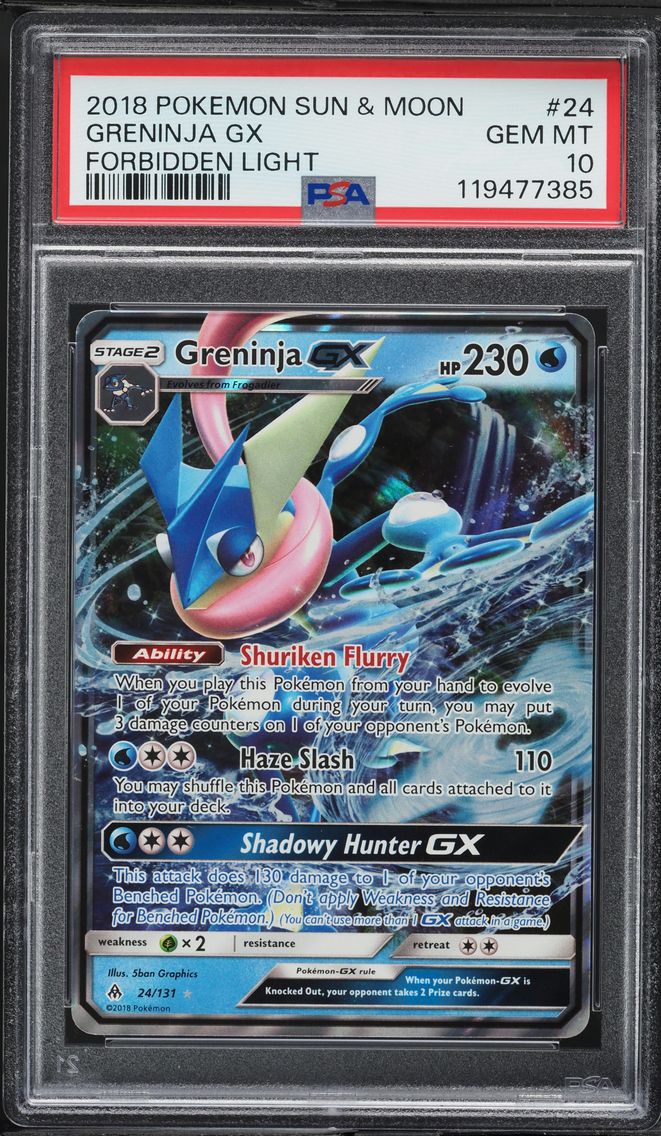 2018 #24 Greninja GX PSA 10 Sun & Moon Forbidden Light Pokemon