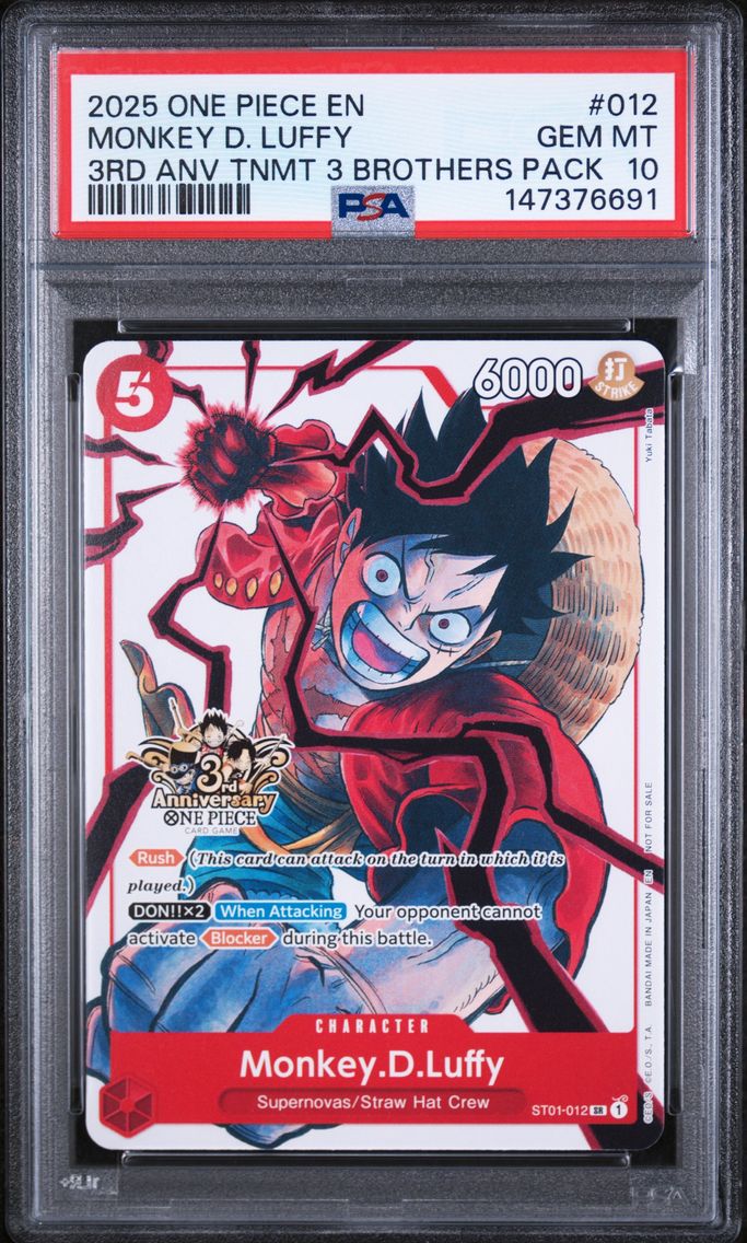 2025 #012 Monkey D. Luffy PSA 10 One Piece 3rd Anniversary Tournament 3 Brothers Pack