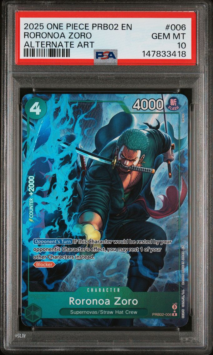 2025 #006 Roronoa Zoro PSA 10 One Piece PRB02-Premium Booster -One Piece Card the Best- Vol.2