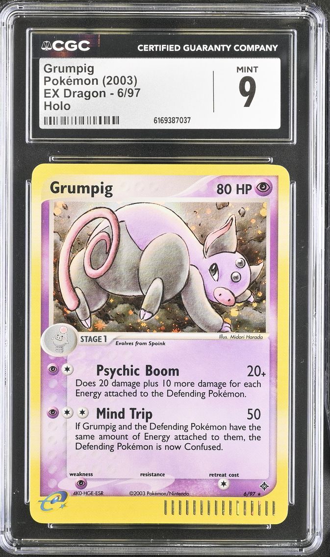 2003 #6 Grumpig CGC 9 EX Dragon (2003 Copyright, w/ "e" Symbol) - English