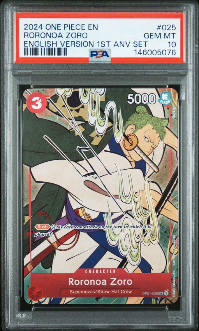2024 #025 Roronoa Zoro PSA 10 One Piece English Version 1st Anniversary Set