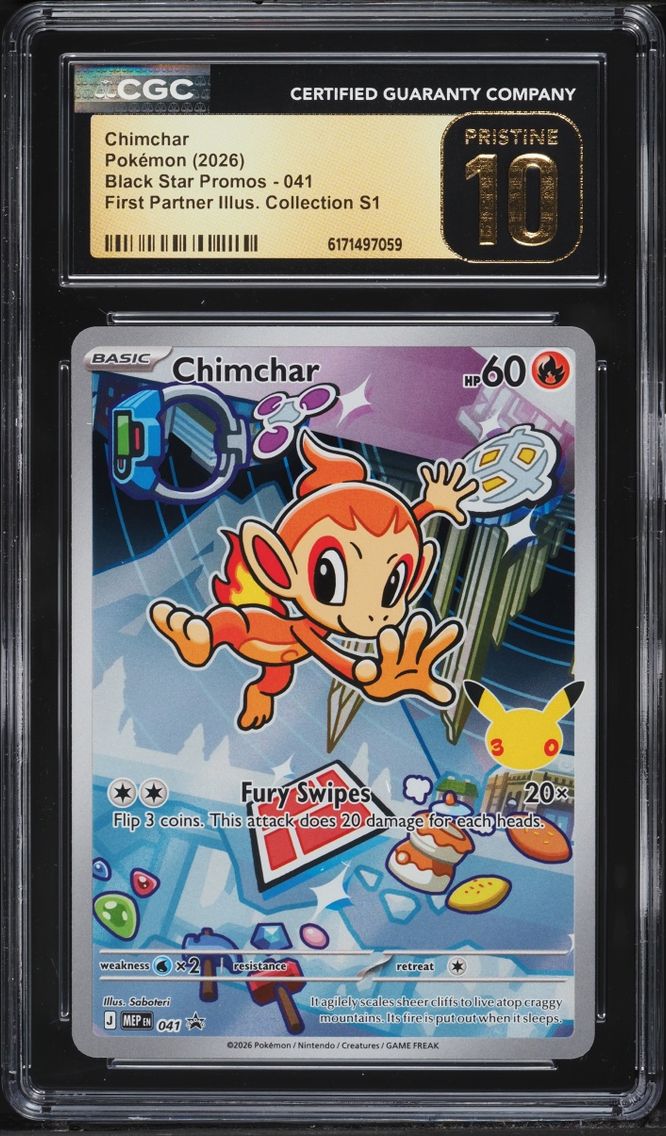2026 Pokemon Mega Promo First Partner Illustration Full Art Chimchar #41 CGC 10 PRISTINE