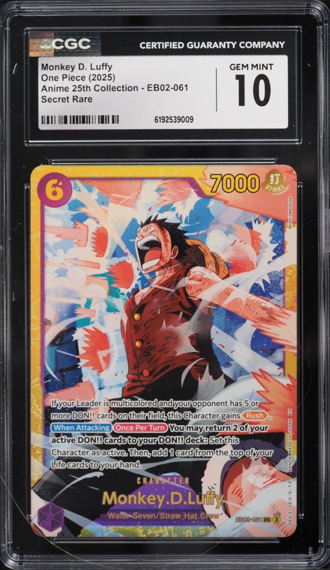 2025 #EB02-061 Monkey D. Luffy CGC 10 One Piece Anime 25th Collection