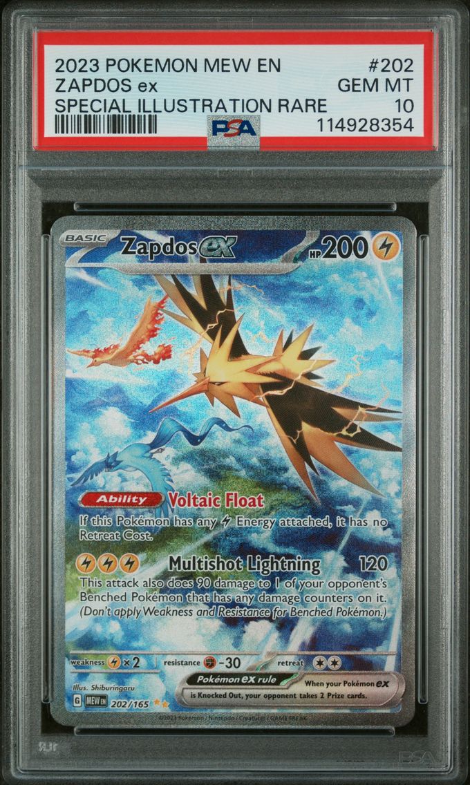 2023 #202 Zapdos EX PSA 10 Mew EN-151