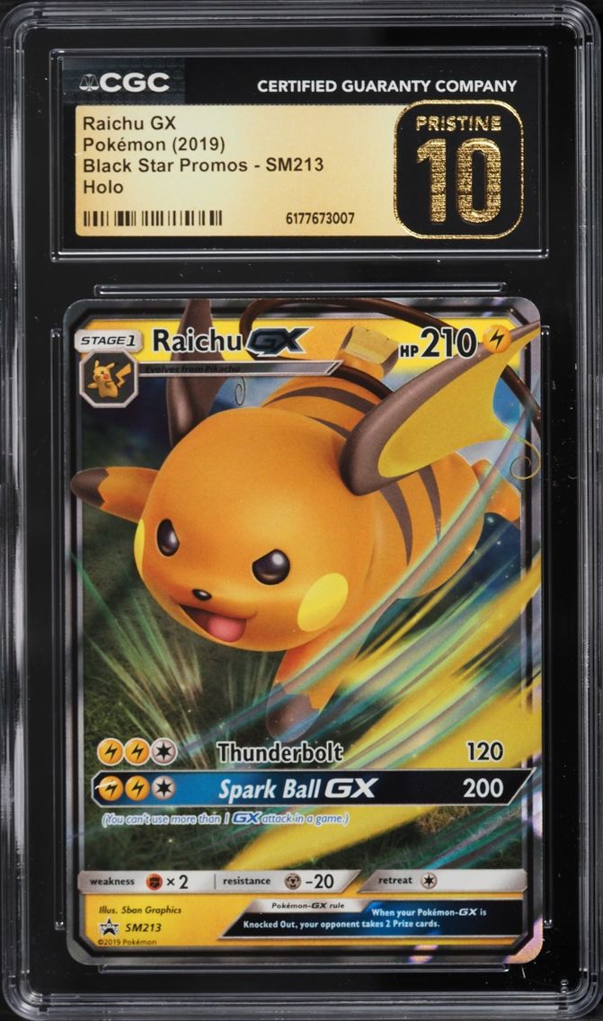 2019 Pokemon Sun & Moon Promo Hidden Fates Holo Raichu GX #SM213 CGC 10 PRISTINE