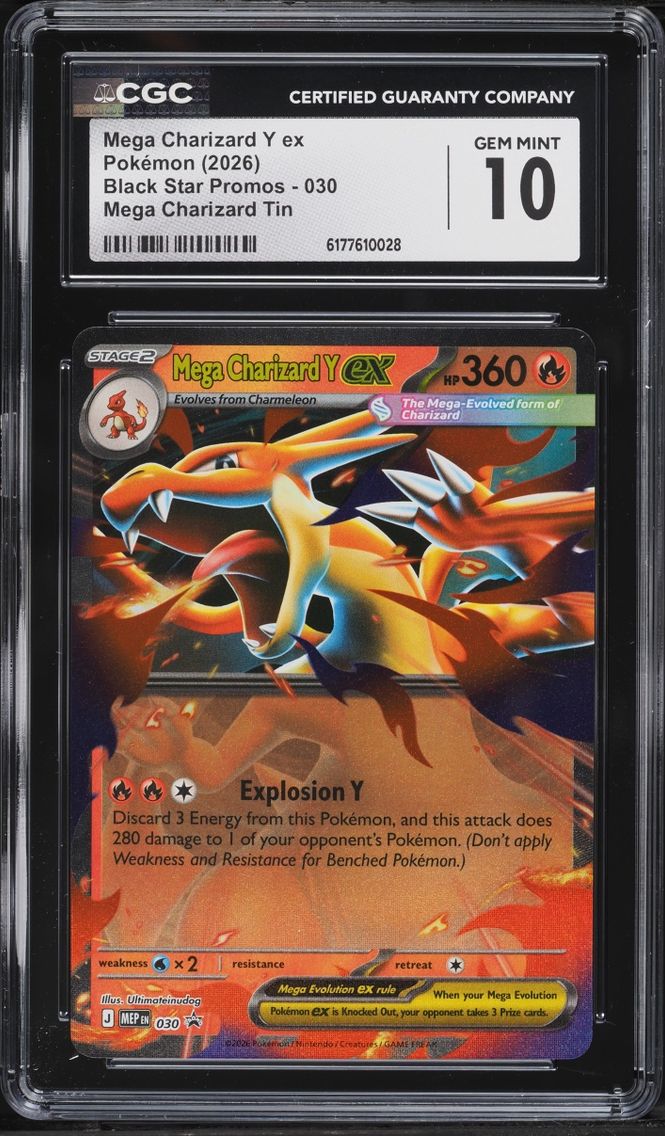 2026 Pokemon Mega Evolution Black Star Promo Tin Mega Charizard Y ex #30 CGC 10 GEM MINT