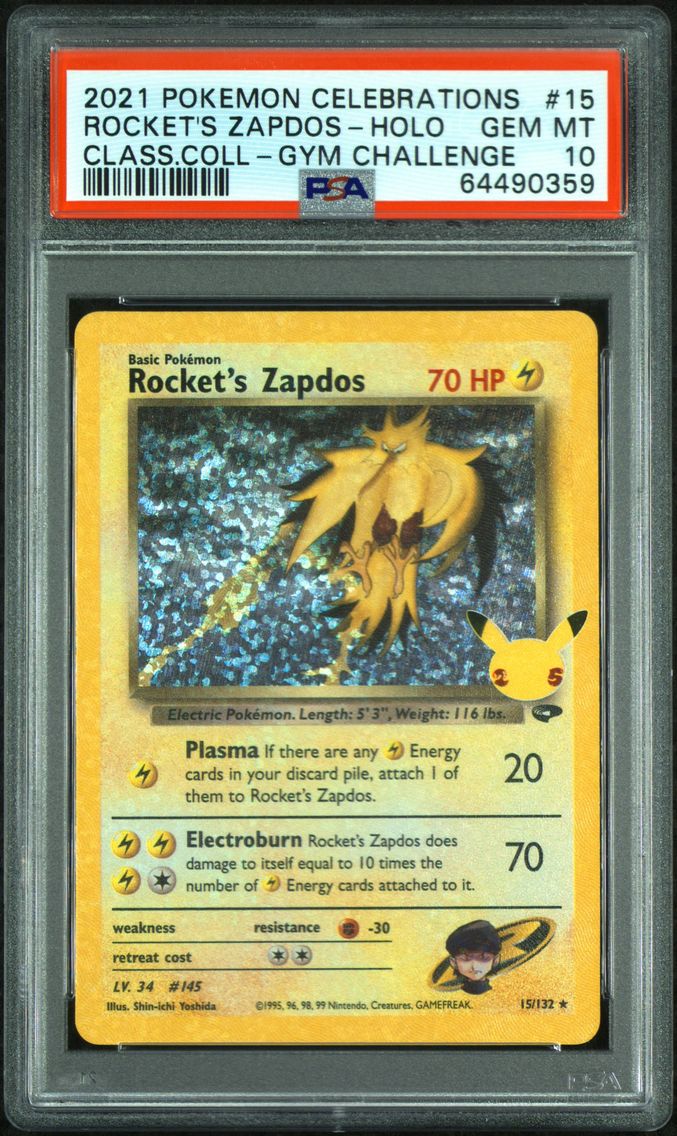 2021 #15 Rocket's Zapdos-Holo PSA 10 Celebrations Classic Collection
