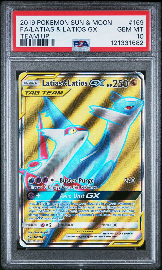2019 #169 Full Art/Latias & Latios GX PSA 10 Sun & Moon Team Up Pokemon