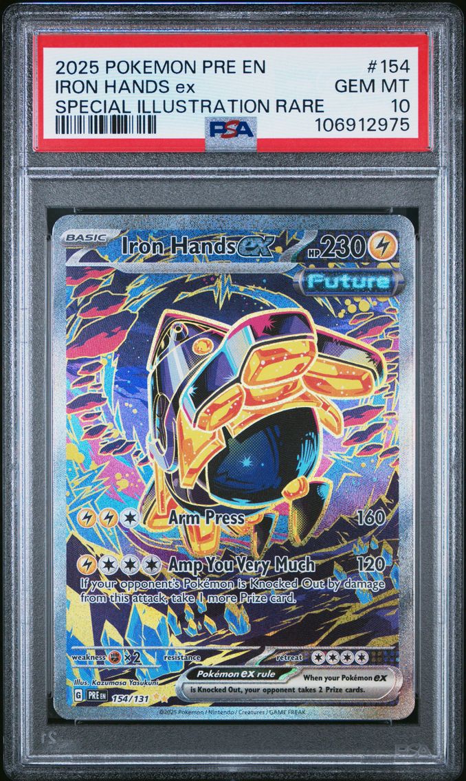 2025 #NA POKEMON PRE EN-PRISMATIC EVOLUTIONS IRON HANDS ex 154 SPECIAL ILLUSTRATION RARE PSA 10 Pokemon