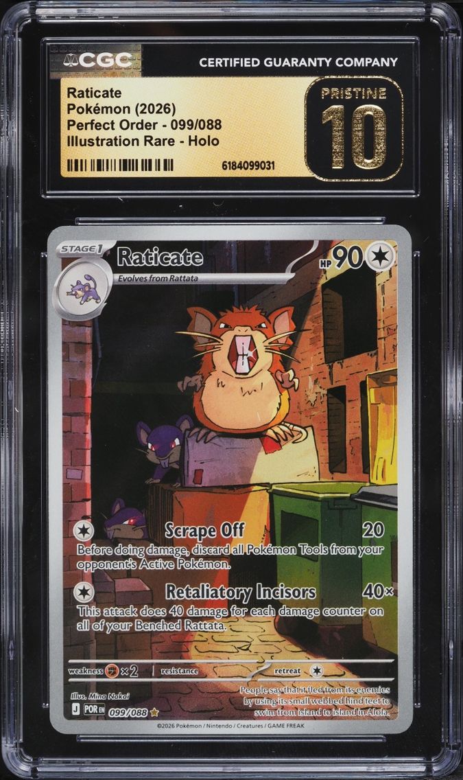 2026 #99 Raticate CGC 10 Pokemon Mega Evolution Perfect Order IR