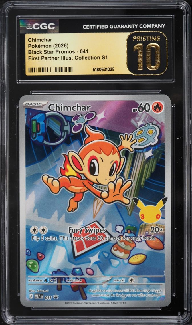 2026 Pokemon Mega Evolution Promo First Partner S1 Full Art Chimchar #41 CGC 10 PRISTINE