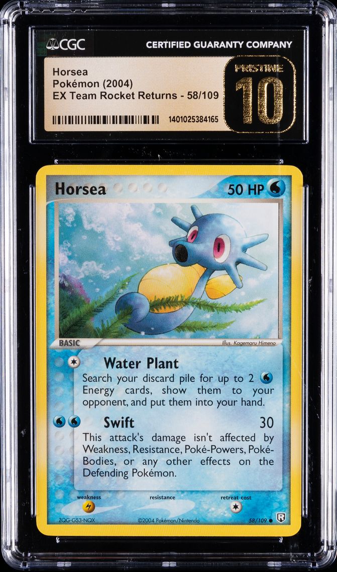 2004 #58 Horsea CGC 10 Perfect Pokemon EX Team Rocket Returns