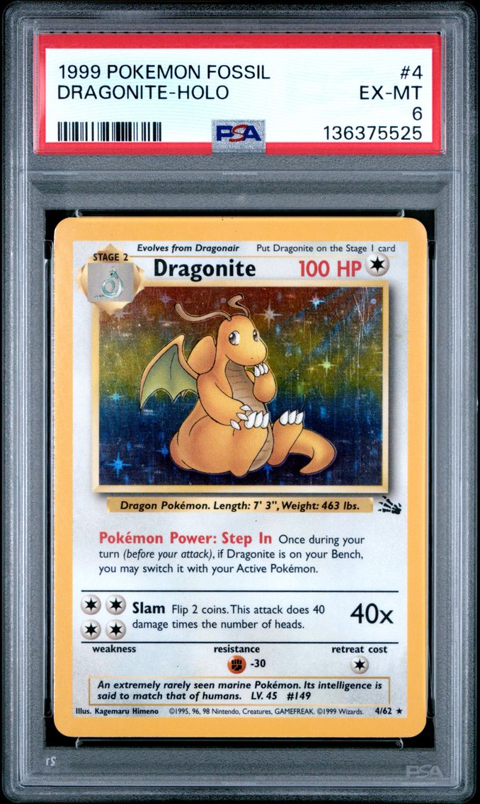 1999 #4 Dragonite-Holo PSA 6 Fossil Pokemon