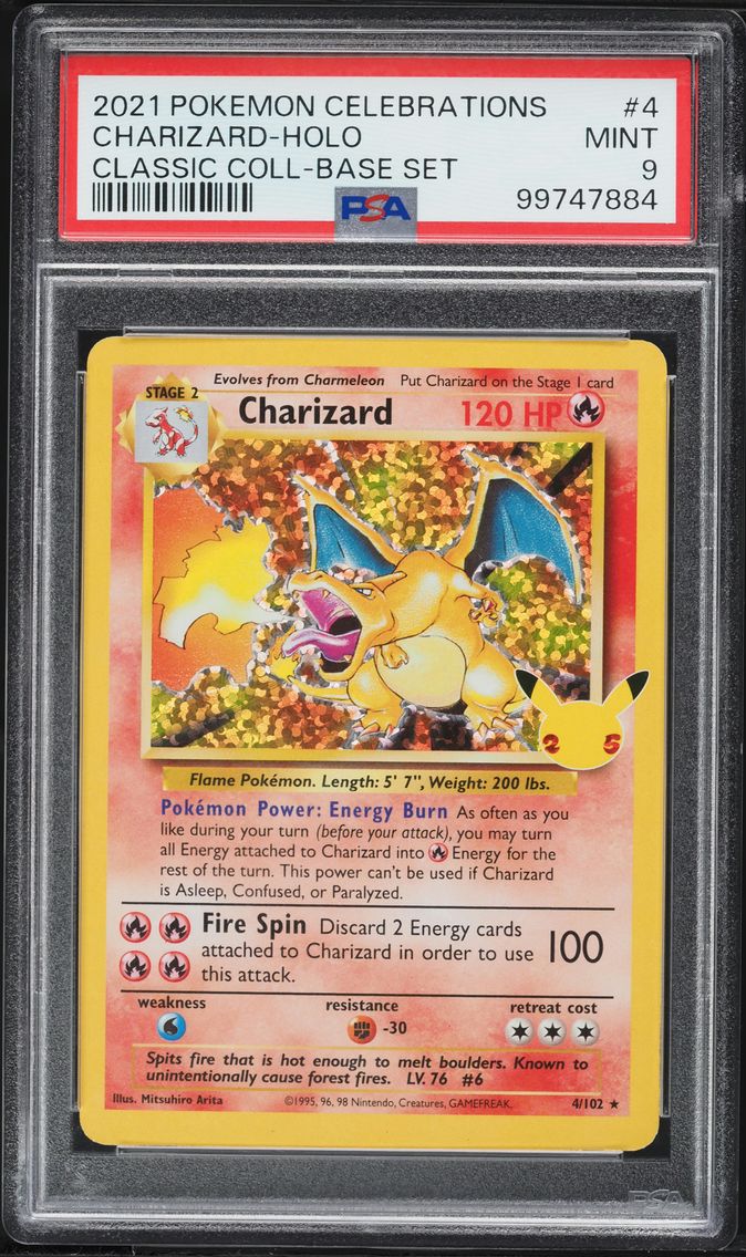 2021 #4 Charizard-Holo PSA 9 Celebrations Classic Collection Pokemon