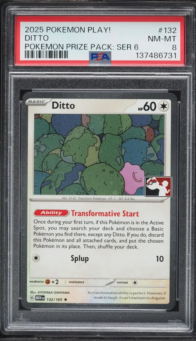 2025 Pokemon Scarlet & Violet 151 Play! Prize Pack Series 6 Ditto #132 PSA 8 NM-MT
