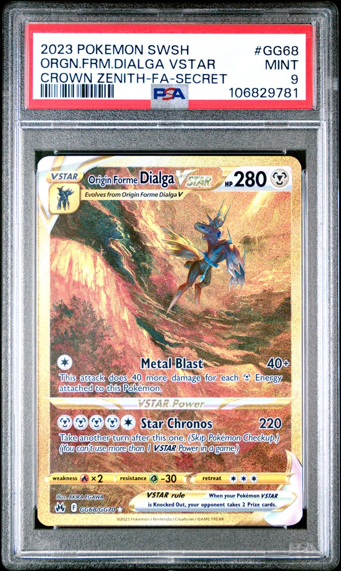 2023 #GG68 Full Art/Origin Forme Dialga Vstar PSA 9 Sword and Shield Crown Zenith