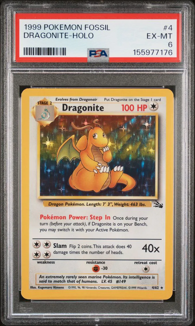 1999 #4 Dragonite-Holo PSA 6 Fossil