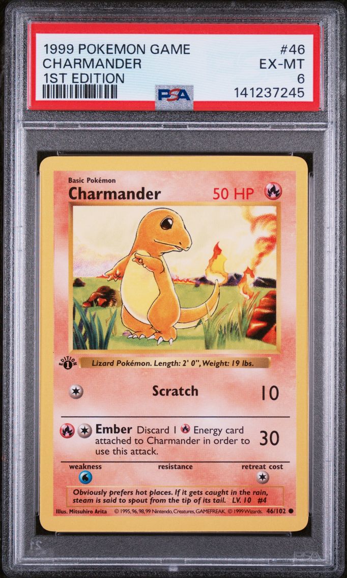 1999 #46 Charmander 1st Edition PSA 6 Game