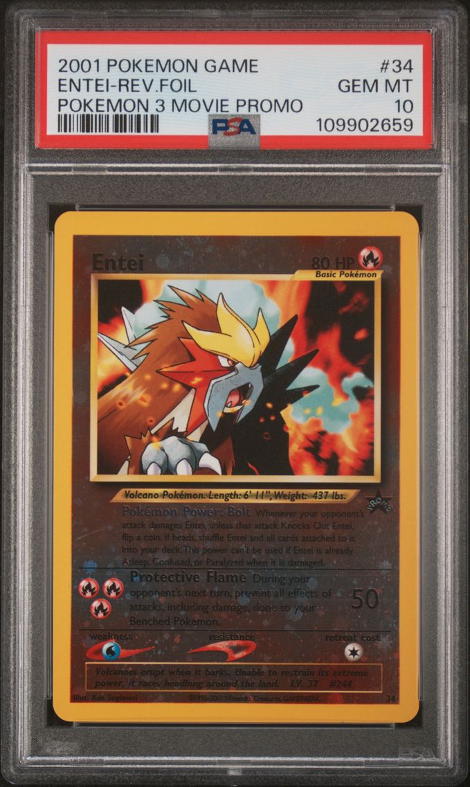 2001 #34 Entei-Reverse Foil PSA 10 Game Movie Pokemon