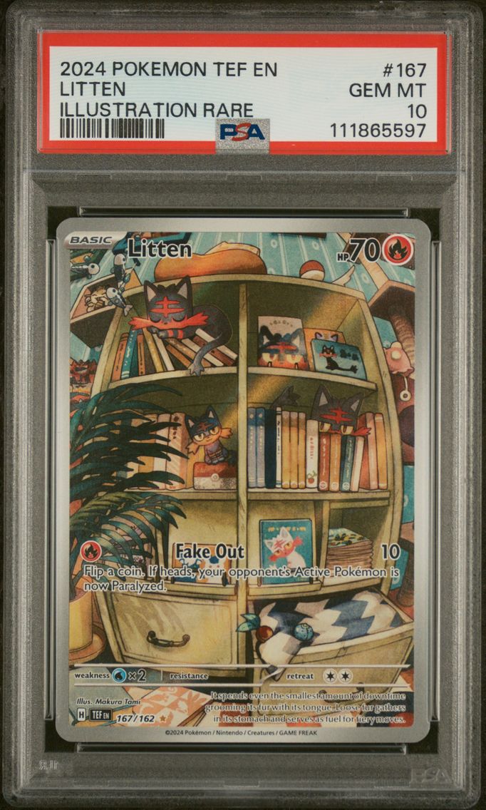 2024 #167 Litten PSA 10 Tef EN-Temporal Forces Pokemon