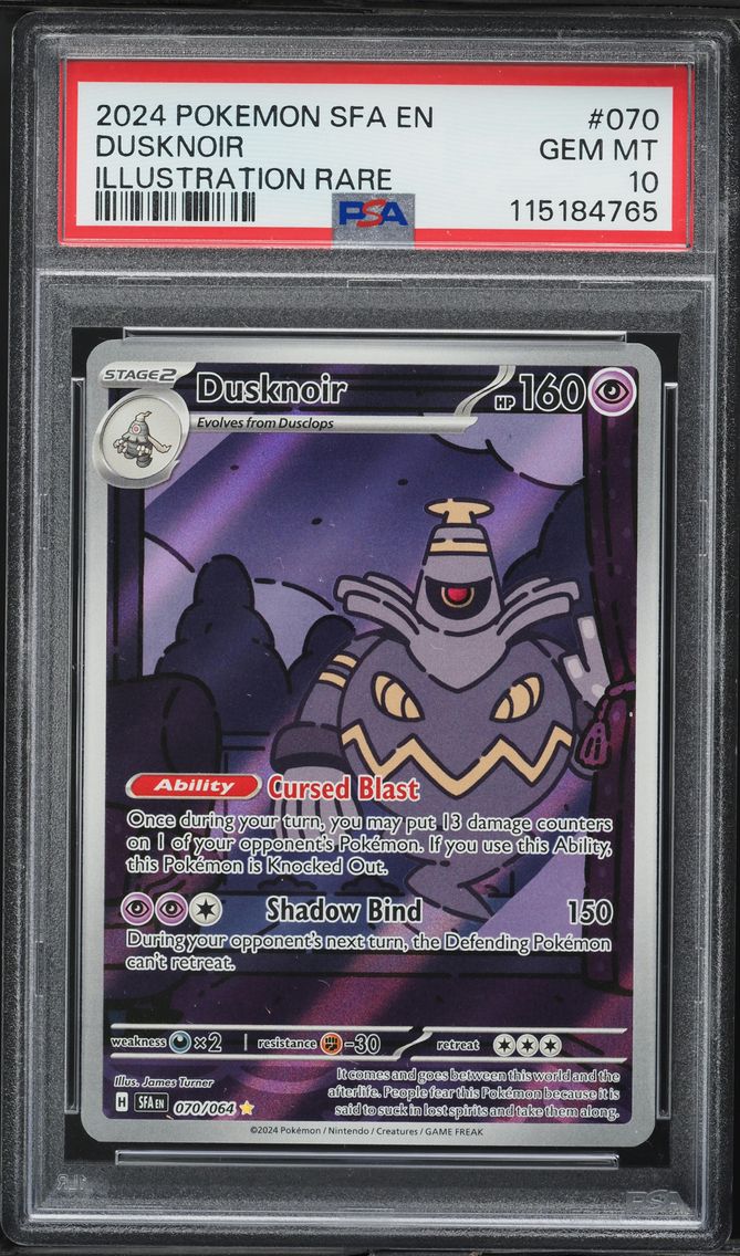 2024 #70 Dusknoir PSA 10 Sfa EN-Shrouded Fable Pokemon